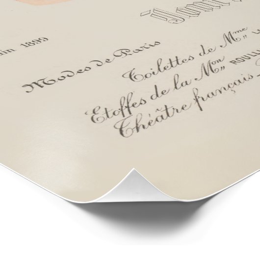 レディビクトリアンレッドドレスフランスのファッションヴィンテージアド ポスター (コーナー)