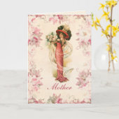 レディビクトリアンヴィンテージバラ母の日 カード (黄色い花)