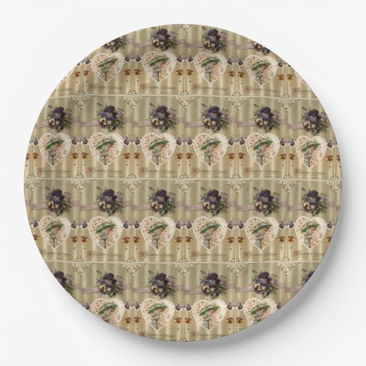 レディビクトリアンヴィンテージバレンタイン紙プレート ペーパープレート (正面)