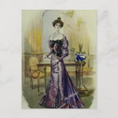 レディビクトリアンヴィンテージフランスのファッションイエロードレス ポストカード (正面)
