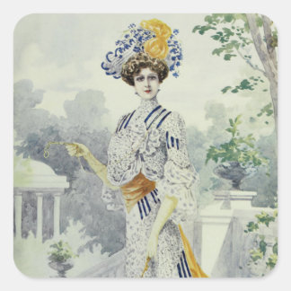 レディビクトリアンヴィンテージフランスのファッションホワイトドレス スクエアシール