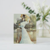 レディビクトリアンヴィンテージフランスのファッション – アクアドレス ポストカード (スタンド正面)