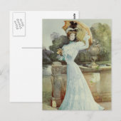 レディビクトリアンヴィンテージフランスのファッション – アクアドレス ポストカード (正面/裏面)