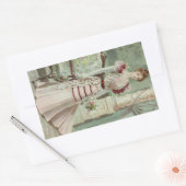 レディビクトリアンヴィンテージフランスのファッション – ピンクドレス 長方形シール (封筒)