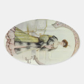 レディビクトリアンヴィンテージフランスのファッション – ピーチドレス 楕円形シール (正面)