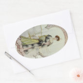 レディビクトリアンヴィンテージフランスのファッション – ピーチドレス 楕円形シール (封筒)