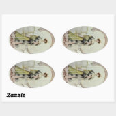 レディビクトリアンヴィンテージフランスのファッション – ピーチドレス 楕円形シール (シート)