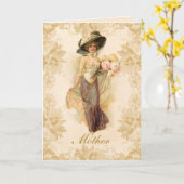 レディビクトリアンヴィンテージ花母の日 カード (黄色い花)