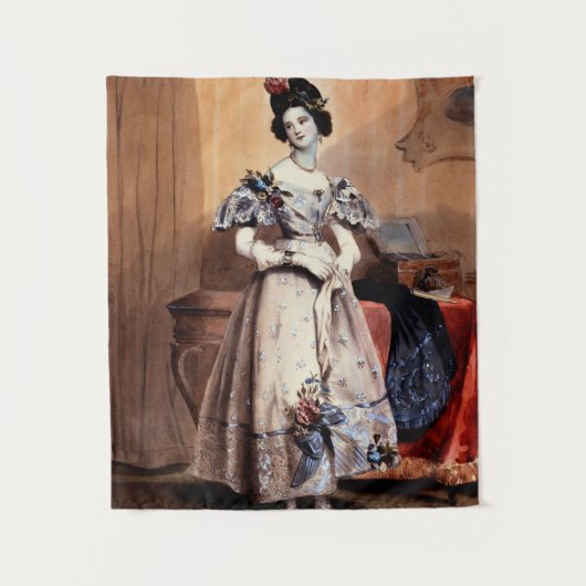 レディビクトリアンーとフローラ装飾 – Elegan タペストリー (正面)