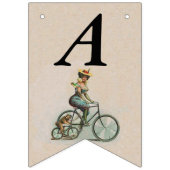 レディビクトリアンーオンバイシクルブルドッグ誕生日タン バンティングフラッグ (第2の旗)