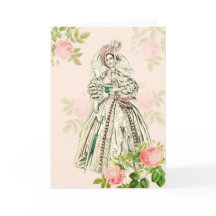 レディビクトリアンーグリーティングカード19世紀ファッション