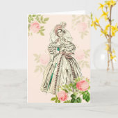 レディビクトリアンーグリーティングカード19世紀ファッション カード (黄色い花)