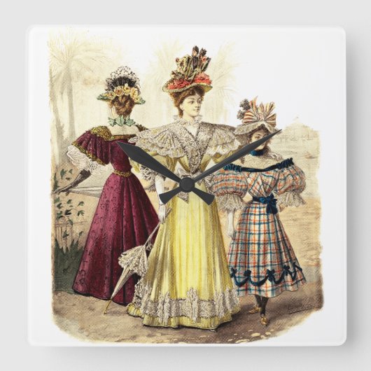 レディビクトリアンースヴィンテージデザイン スクエア壁時計 (正面)