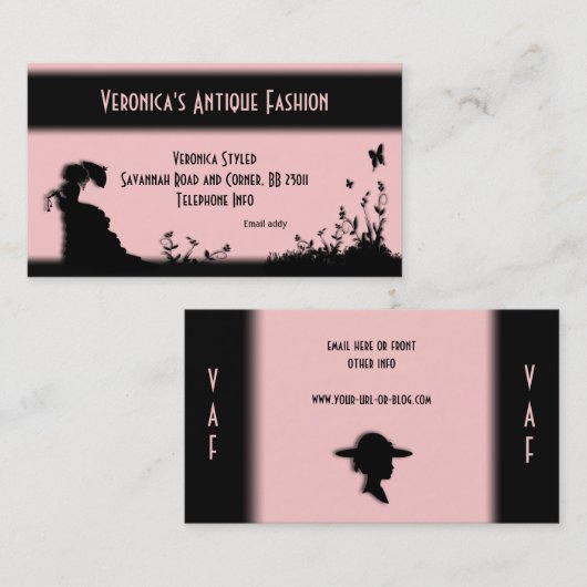 レディビクトリアンーピンク名刺 名刺 (正面/裏面)