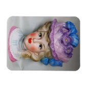 レディビクトリアンーヘッド花瓶ピンク&パープルフローラ帽子 マグネット (横)