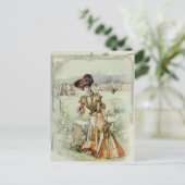 レディビクトリアンーヴィンテージフランスのファッション・オレンジ・ドレス ポストカード (スタンド正面)