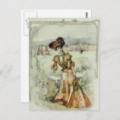 レディビクトリアンーヴィンテージフランスのファッション・オレンジ・ドレス ポストカード (正面/裏面)