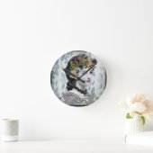 レディビクトリアンー・ウーマン・パンジー・オン・タペストリー ラウンド壁時計 (ホーム)