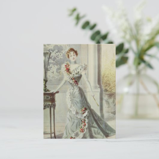 レディビクトリアンー – ヴィンテージフランスのファッション – グレードレス ポストカード (スタンド正面)