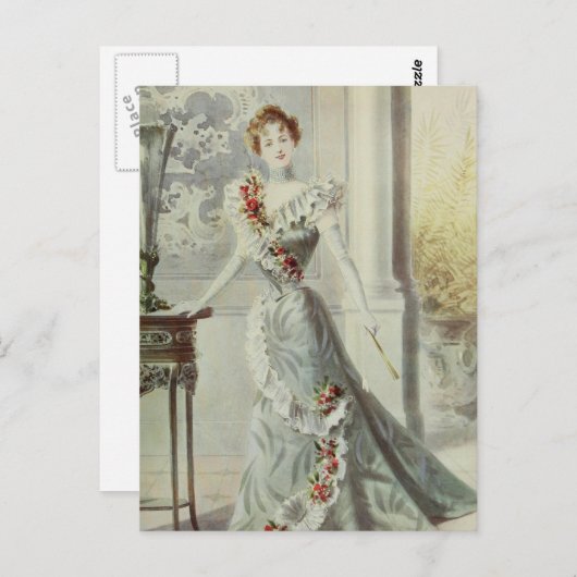レディビクトリアンー – ヴィンテージフランスのファッション – グレードレス ポストカード (正面/裏面)