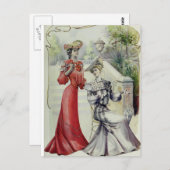 レディビクトリアンー – ヴィンテージフランスのファッション – レッドドレス ポストカード (正面/裏面)