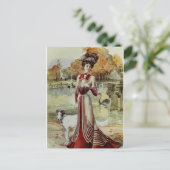 レディビクトリアンー – ヴィンテージフランスのファッション- Red Dres ポストカード (スタンド正面)