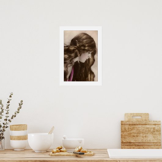 レディビクトリアンー、長いヘアプロファイル ポスター (キッチン)