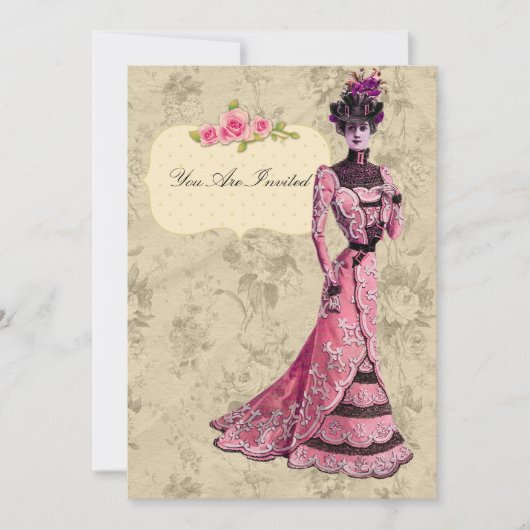 レディビクトリアン結婚式招待状 招待状 (正面)