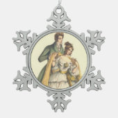 レディビクトリアン/カップルのヴィンテージクリスマスオーナメント スノーフレークピューターオーナメント (正面)