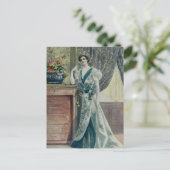 レディビクトリアン-ヴィンテージフランスのファッション – グリーンドレス ポストカード (スタンド正面)