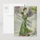 レディビクトリアン-ヴィンテージフランスのファッション – グリーンドレス ポストカード (正面/裏面)