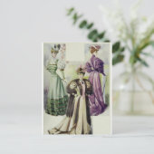 レディビクトリアン-ヴィンテージフランスのファッション – ブラウンドレス ポストカード (スタンド正面)