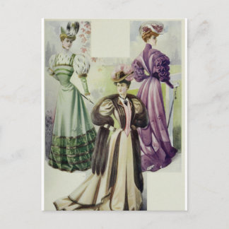 レディビクトリアン-ヴィンテージフランスのファッション – ブラウンドレス ポストカード