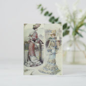 レディビクトリアン-ヴィンテージフランスのファッション – ブルードレス ポストカード (スタンド正面)