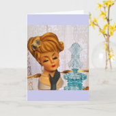 レディヘッド花瓶ブルーバラ香水ボトルグラム カード (黄色い花)