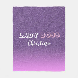 レディボスオンピンクパープルグリッター名 フリースブランケット