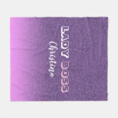 レディボスオンピンクパープルグリッター名 フリースブランケット (正面(横))