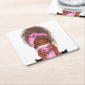 レディボスライフ、ボスベビーウーマンツートーンコーヒーム スクエアペーパーコースター (アングル)