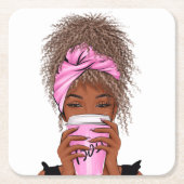 レディボスライフ、ボスベビーウーマンツートーンコーヒーム スクエアペーパーコースター (正面)