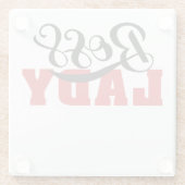 レディボス - 強い自信のある女性のデザイン ガラスコースター (裏面)