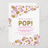 レディポップ・アートのトガールベイビーシャワーピンク金ゴールド招待状 招待状 (正面/裏面)