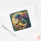 レディマウンテンバイクもしくは自転車に乗る人 スクエアシール (封筒)