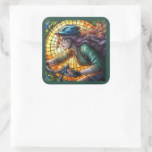 レディマウンテンバイクもしくは自転車に乗る人 スクエアシール (バッグ)