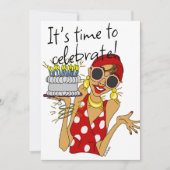 レディユーモアのあるーカートーンパーティの招待状 案内状 (正面)