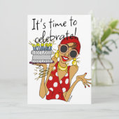 レディユーモアのあるーカートーンパーティの招待状 案内状 (スタンド正面)