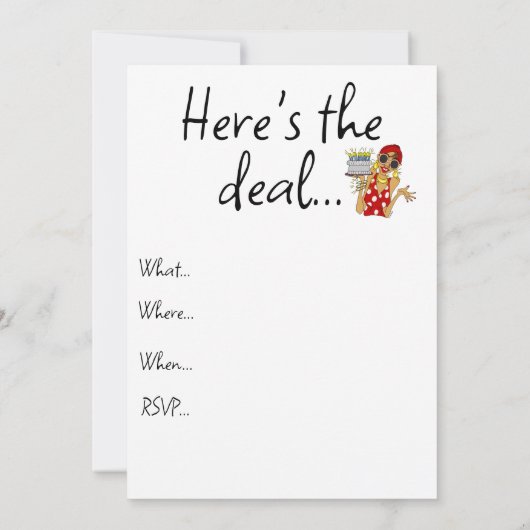 レディユーモアのあるーカートーンパーティの招待状 案内状 (裏面)