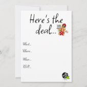 レディユーモアのあるーカートーンパーティの招待状 案内状 (裏面)