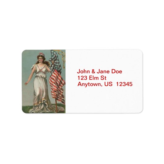 レディリバティと国旗のヴィンテージ住所 シール (正面)
