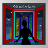 レディルックアウトウィンドウパーソナライズされた引用文 ポスター (正面)