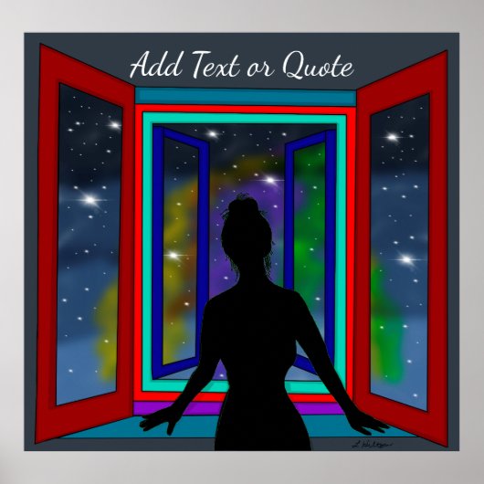 レディルックアウトウィンドウパーソナライズされた引用文 ポスター (正面)